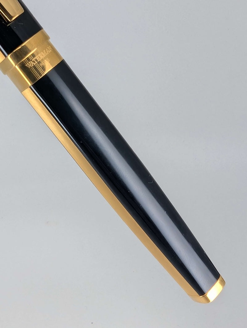 *Consignment* Waterman Paris Oversized Exception Black / Gold Fountain Pen 18k Gold Medium Nib