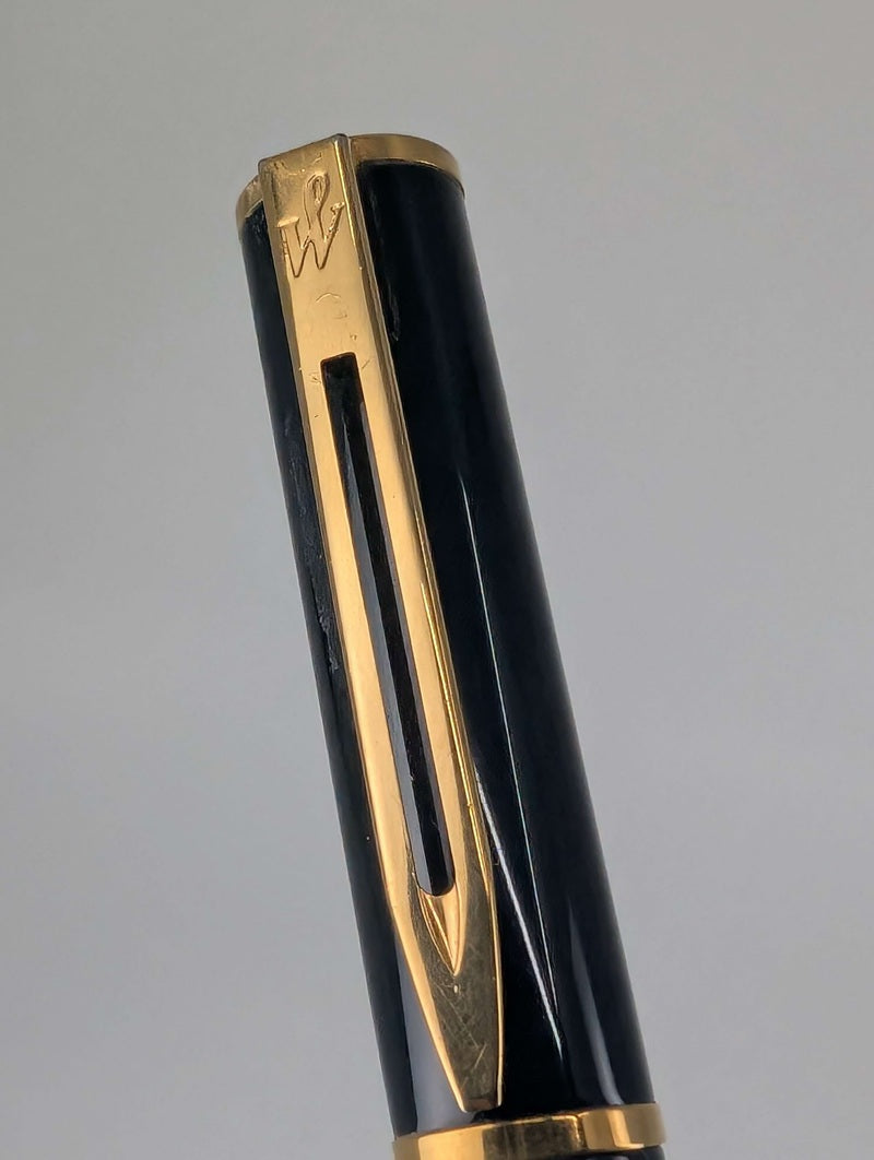 *Consignment* Waterman France Laureat Black / Gold Fountain Pen Steel Medium Nib