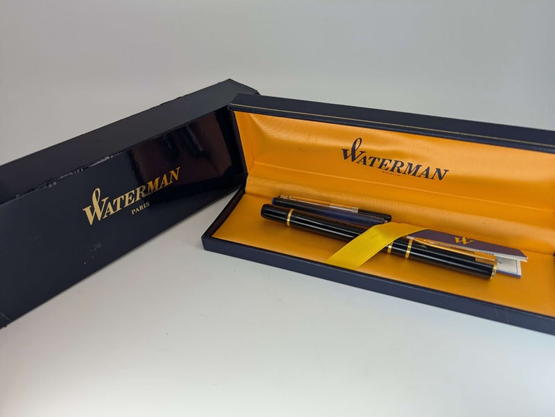 *Consignment* Waterman France Laureat Black / Gold Fountain Pen Steel Medium Nib