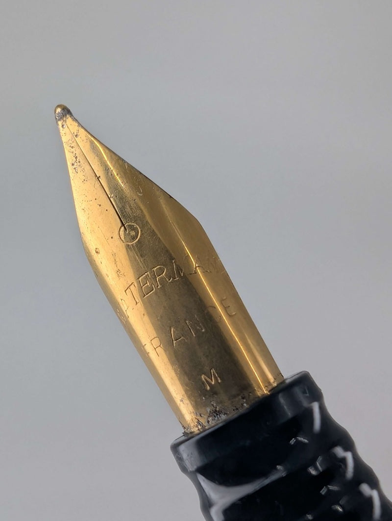 *Consignment* Waterman France Laureat Black / Gold Fountain Pen Steel Medium Nib