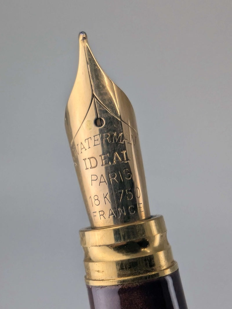 *Consignment* Waterman Gentleman 100 Brown Marble  Fountain Pen 18k Gold Medium Nib