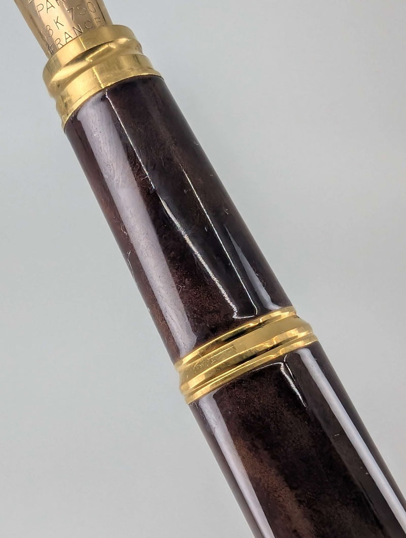 *Consignment* Waterman Gentleman 100 Brown Marble  Fountain Pen 18k Gold Medium Nib