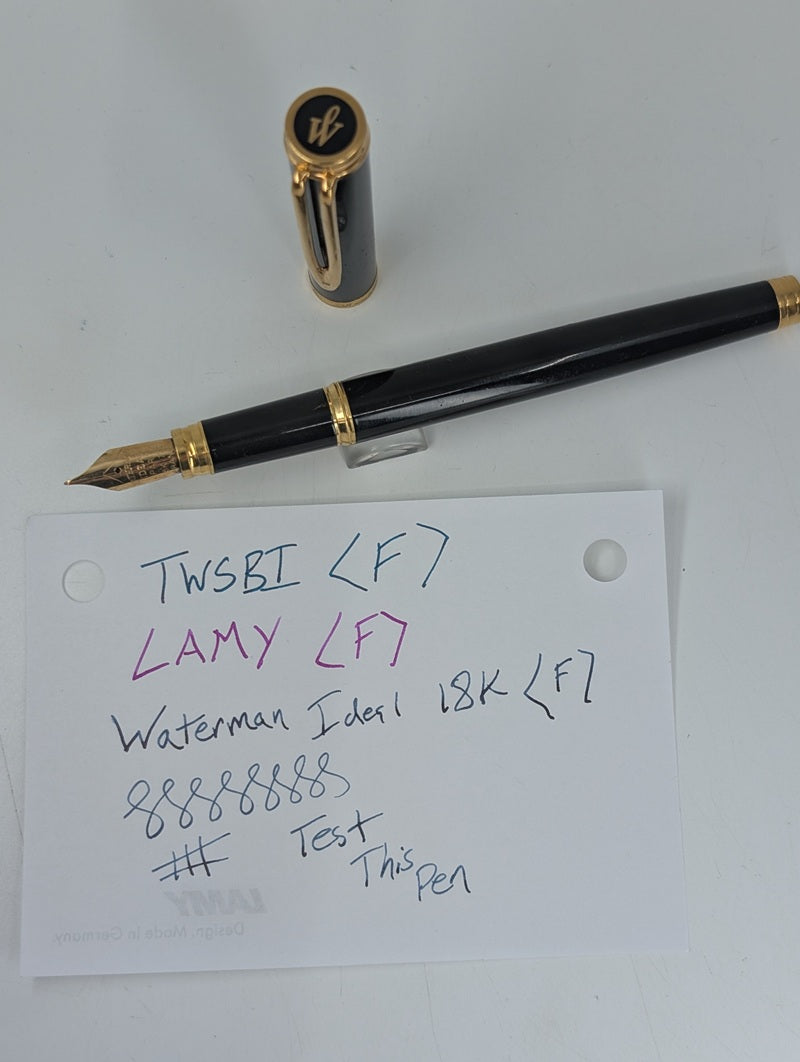 *Consignment* Waterman Ideal Black / Gold Fountain Pen 18k Gold Fine Nib