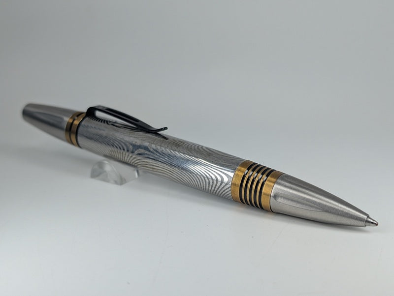 William Henry Caribe 16 Stainless Damascus Ballpoint Pen