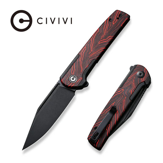 CIVIVI Cachet Folding Knife Diamond Patterned Black Steel Handle with Green Micarta Inlay