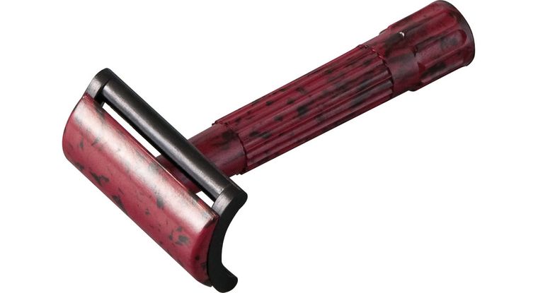 Merkur Solingen Bakelite Safety Razor, Black and Red, 3.25" Overall w/ Case