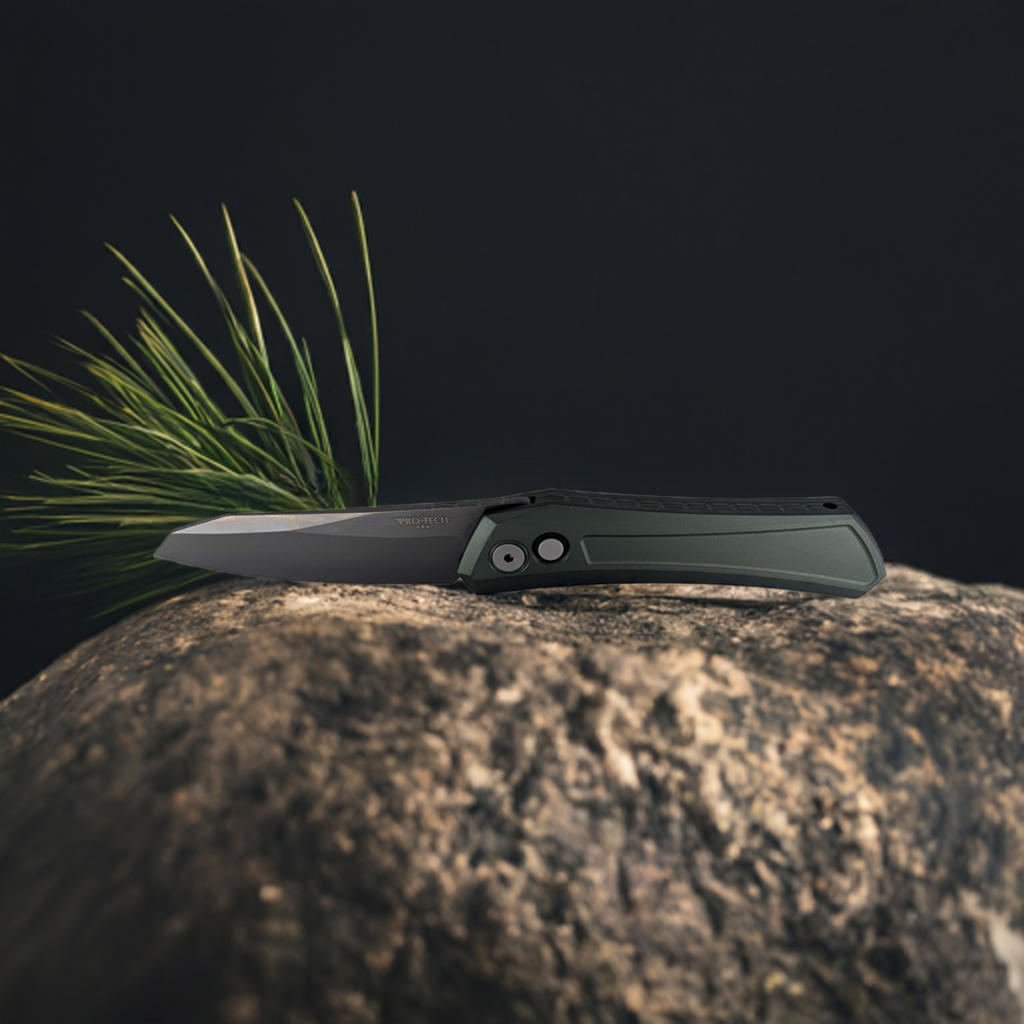 Protech Oligarch Green w/ Grey DLC Magnacut Blade Auto Folding Knife
