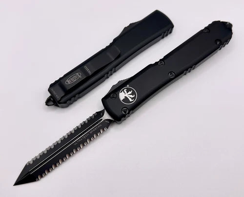 Microtech Ultratech D/E Spartan Double Full Serrated Out the Front Knife
