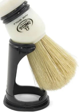 Omega Badger Bristle White/Black Shaving Brush w/ Stand