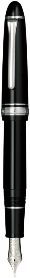 Sailor 1911L Black w/ Silver Fountain Pen 21k Gold Medium Fine Nib
