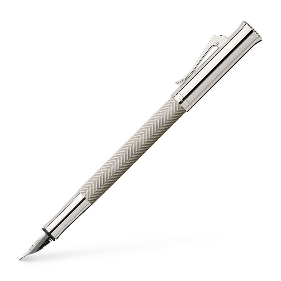 Graf Von Faber Guilloche Cisele Light Grey Fountain Pen Medium Nib
