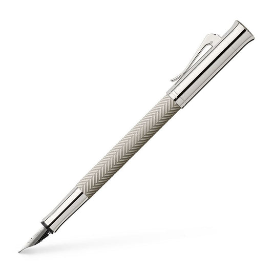 Graf Von Faber Guilloche Cisele Light Grey Fountain Pen Medium Nib