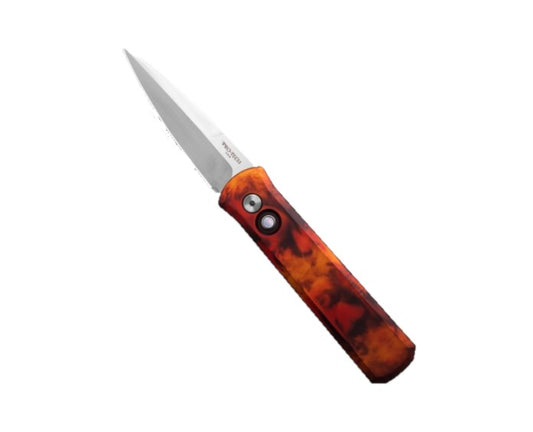Protech Godson Del Fuego Pearl Button Satin Finish Auto Folding Knife