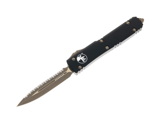 Microtech Ultratech Bronzed Apocalyptic Full Serrated Out the Front Knife