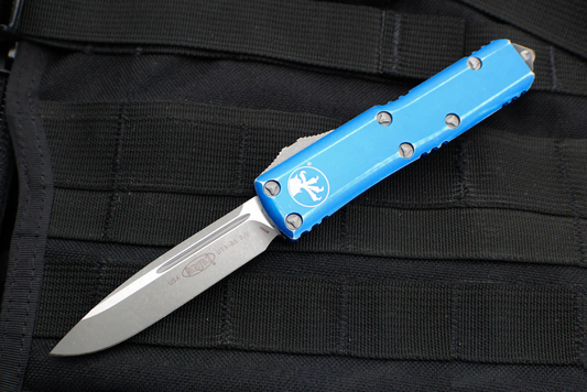 Microtech UTX-85 S/E Distressed Blue Apocalyptic Standard Out the Front Knife