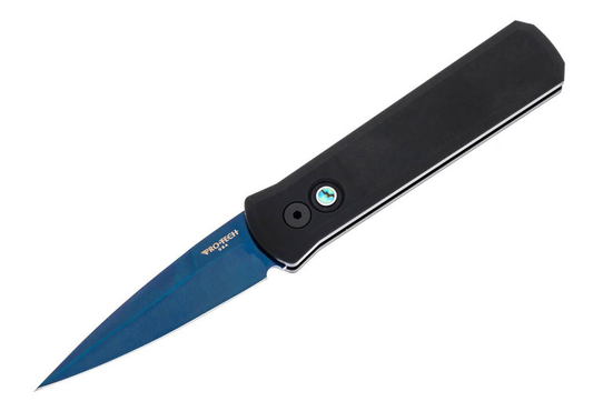 Protech Godson Abalone Button Sapphire Blue Blade Auto Folding Knife