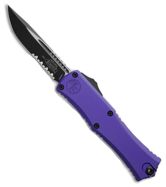 Microtech Hera II Mini S/E Purple Partial Serrated Tactical Out the Front Knife