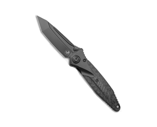 Microtech Socom Bravo T/E DLC Titanium w/ CF Scales Handle DLC Standard Tanto Blade Folding Knife