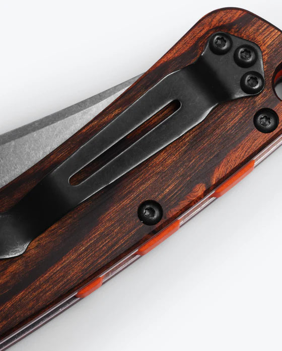 Benchmade Crooked River Gray Aluminum and Wood Folding Knife