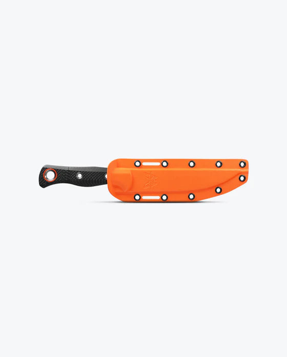 Benchmade Meatcrafter Carbon Fiber Handle Orange Blade Fixed Blade w/ Sheath