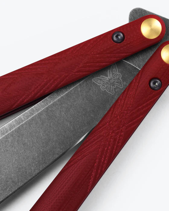 Benchmade 99 Necron Ruby Red G10 Live Blade Balisong