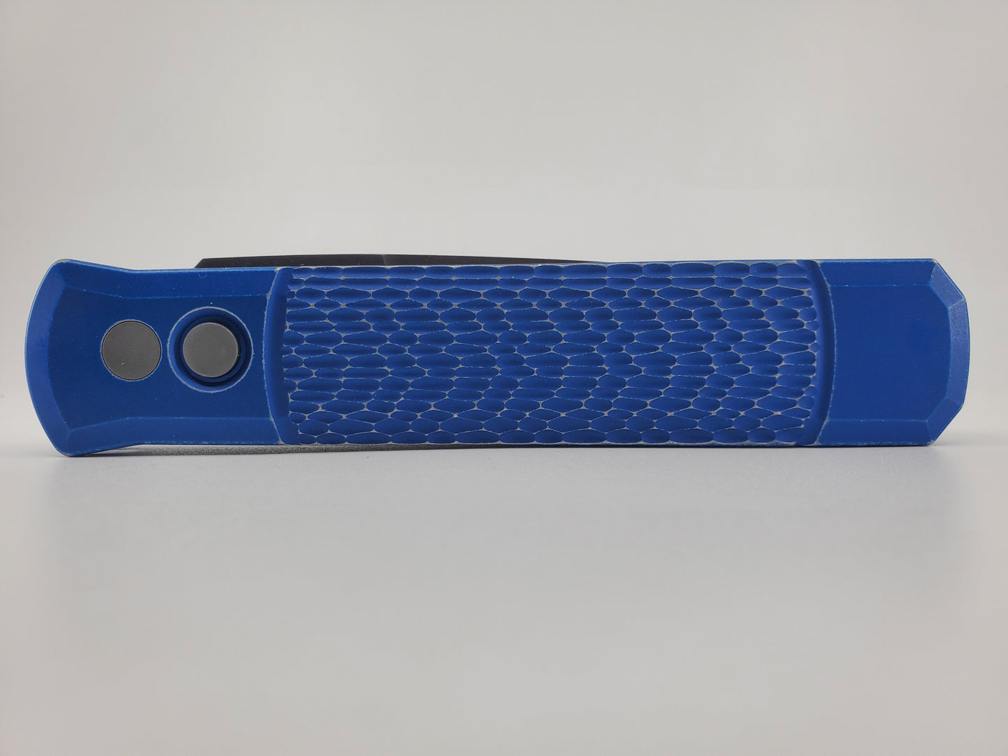 Protech Blade West 2024 Leftie Godfather Battleworn "Jigg" Blue Handle Auto Folding Knife