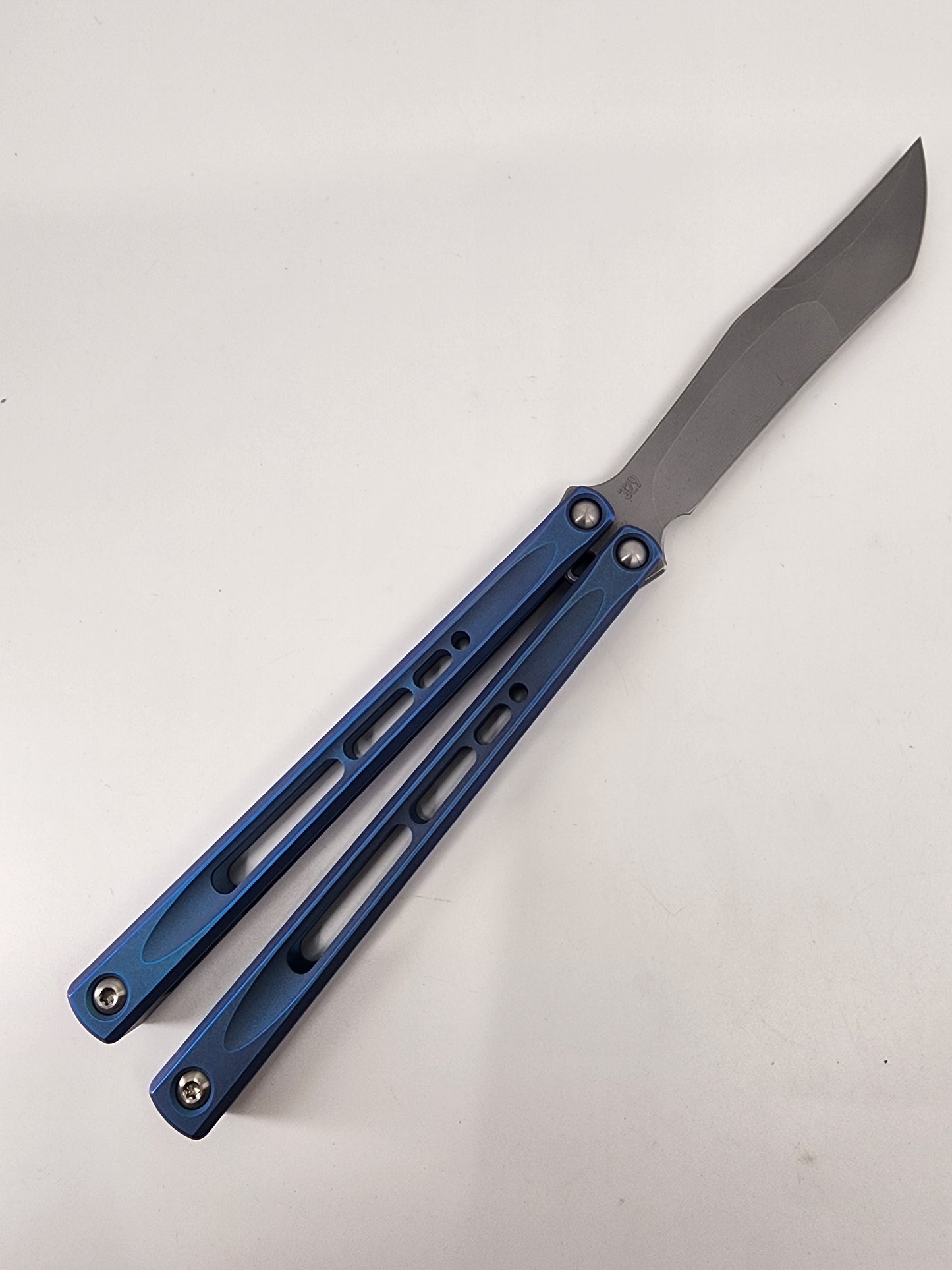 JK Design Embargo Blue Live Blade Balisong