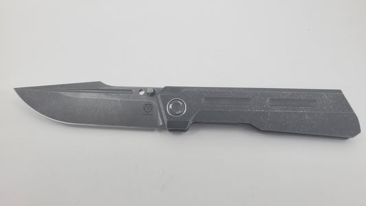 Poikilo Marlin Titanium Framelock Handle Dark Stonewash M398 Blade Folding Knife