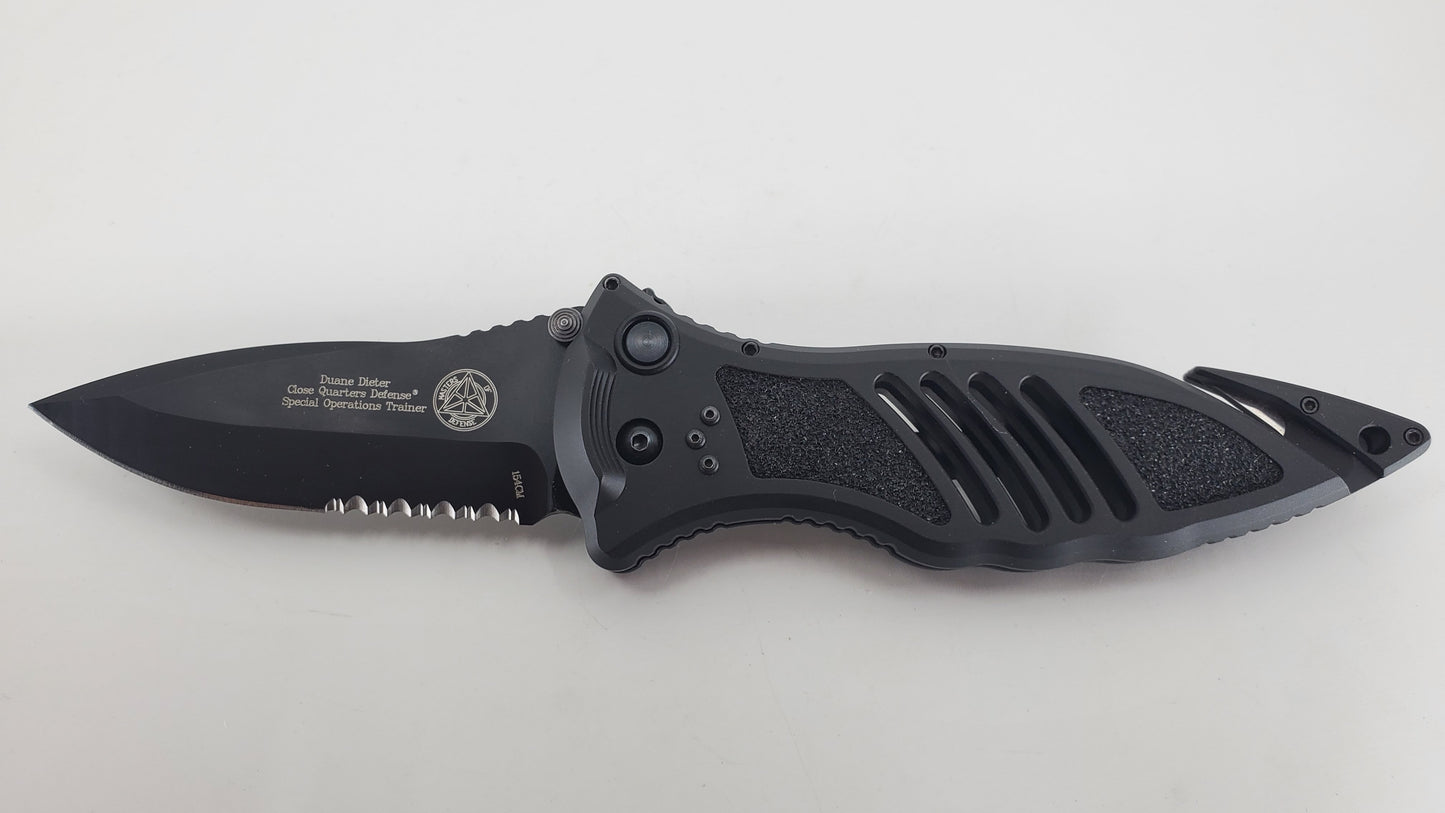 *Consignment* Duane Dieter Close Quarters Defense Special Operations Partial Serrated Buttonlock Folding Knife