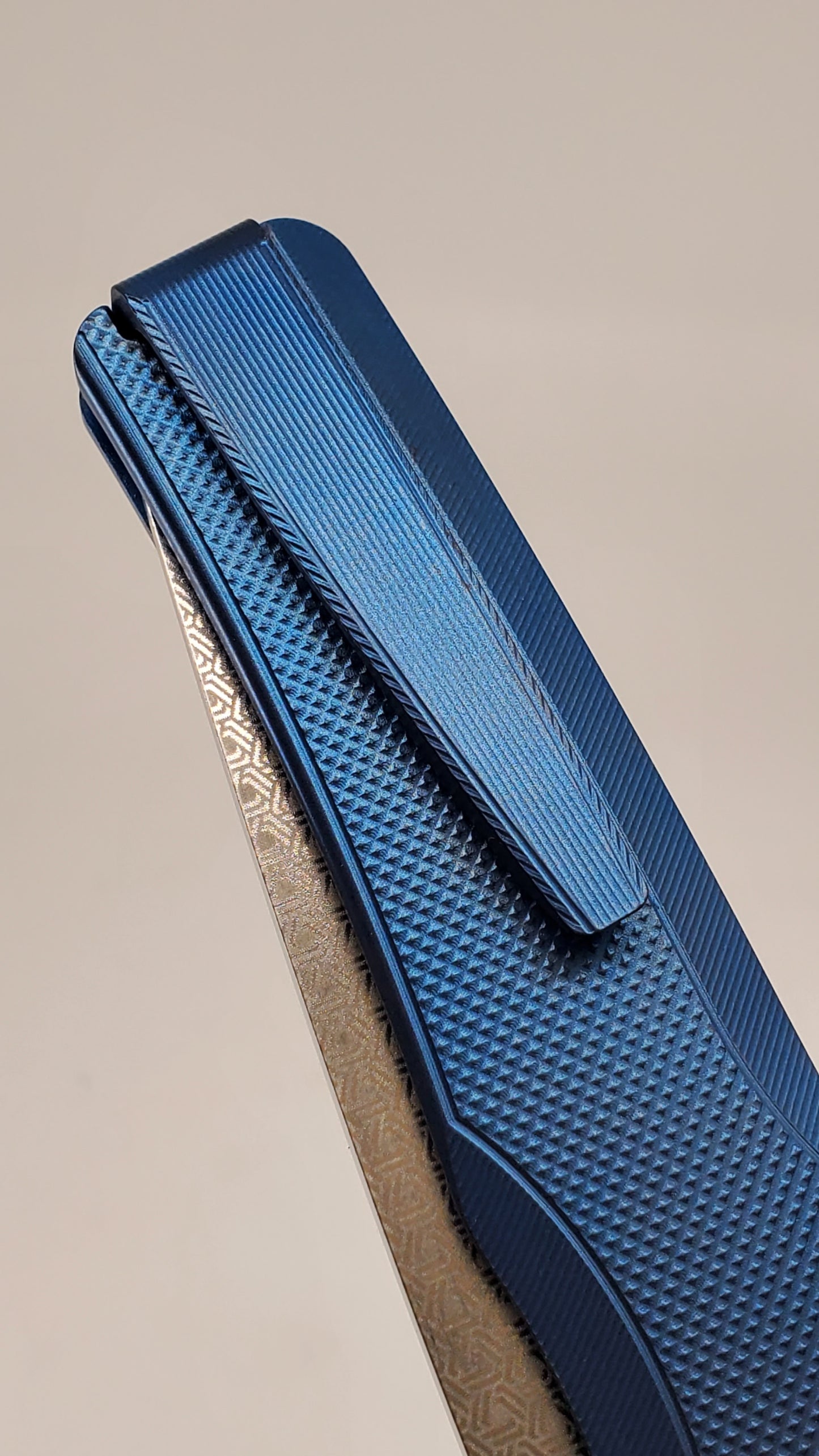 MachineWise Sonora Navy (CPM 20CV | Brass Bolster | Diamond Pattern) Buttonlock Folding Knife #858