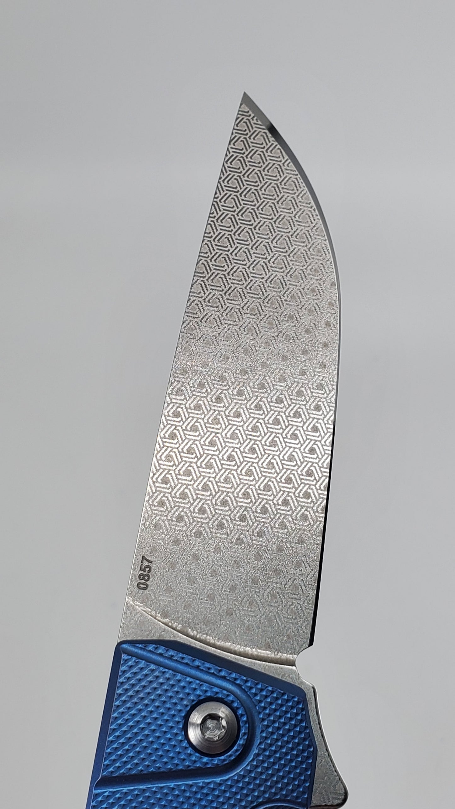 MachineWise Sonora Navy (CPM 20CV | Brass Bolster | Diamond Pattern) Buttonlock Folding Knife #857