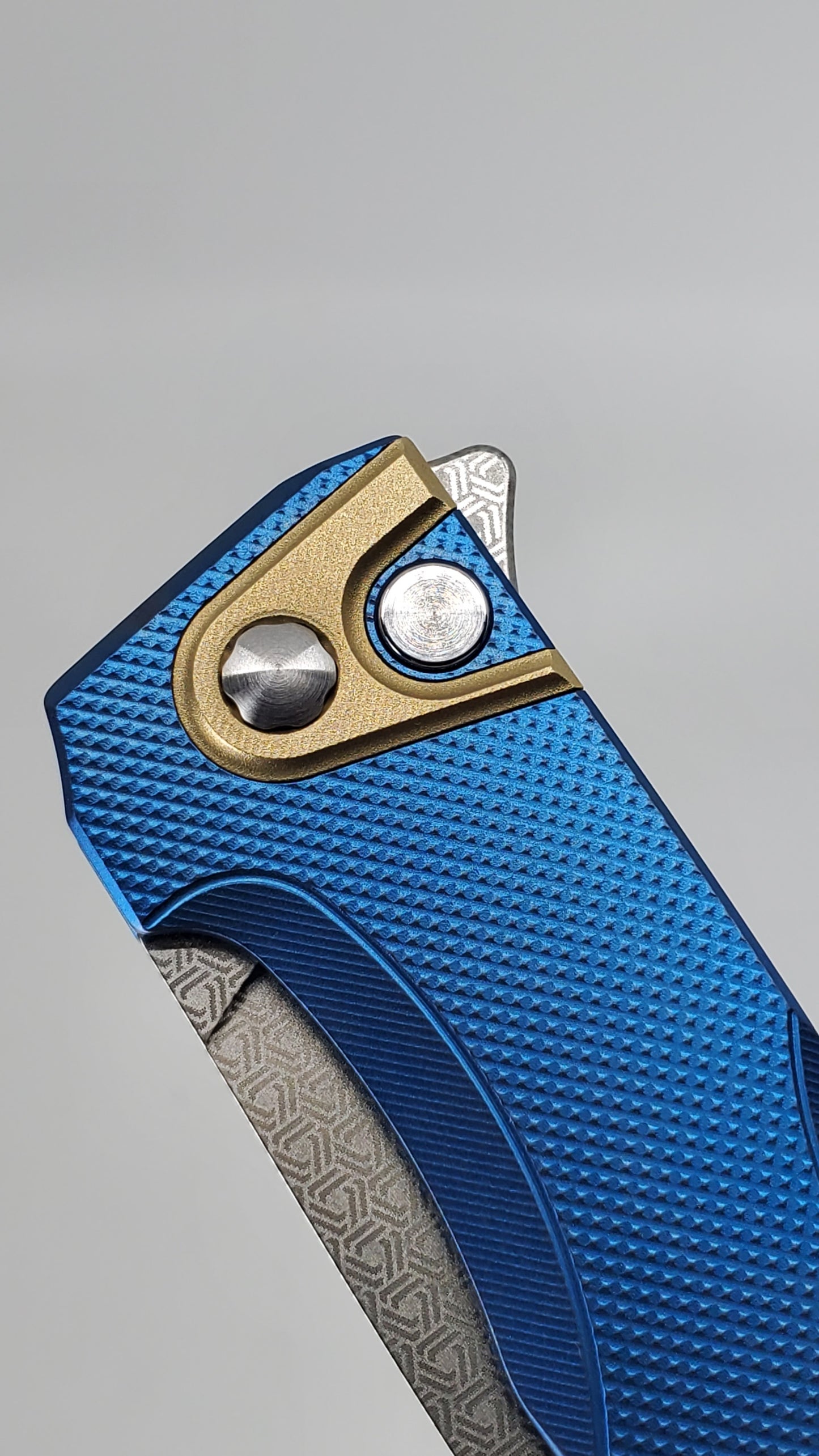 MachineWise Sonora Navy (CPM 20CV | Brass Bolster | Diamond Pattern) Buttonlock Folding Knife #857