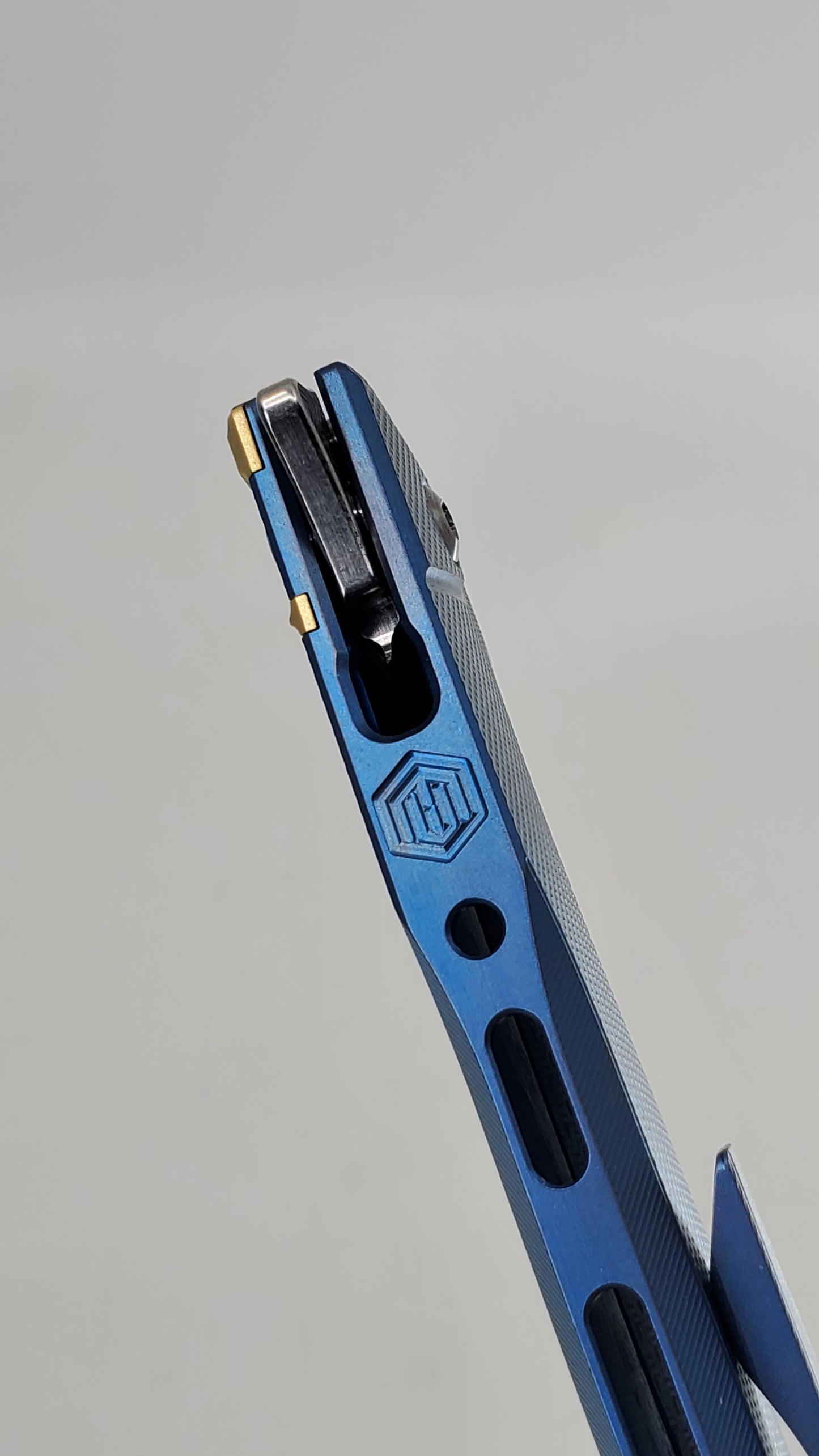 MachineWise Sonora Navy (CPM 20CV | Brass Bolster | Diamond Pattern) Buttonlock Folding Knife #857