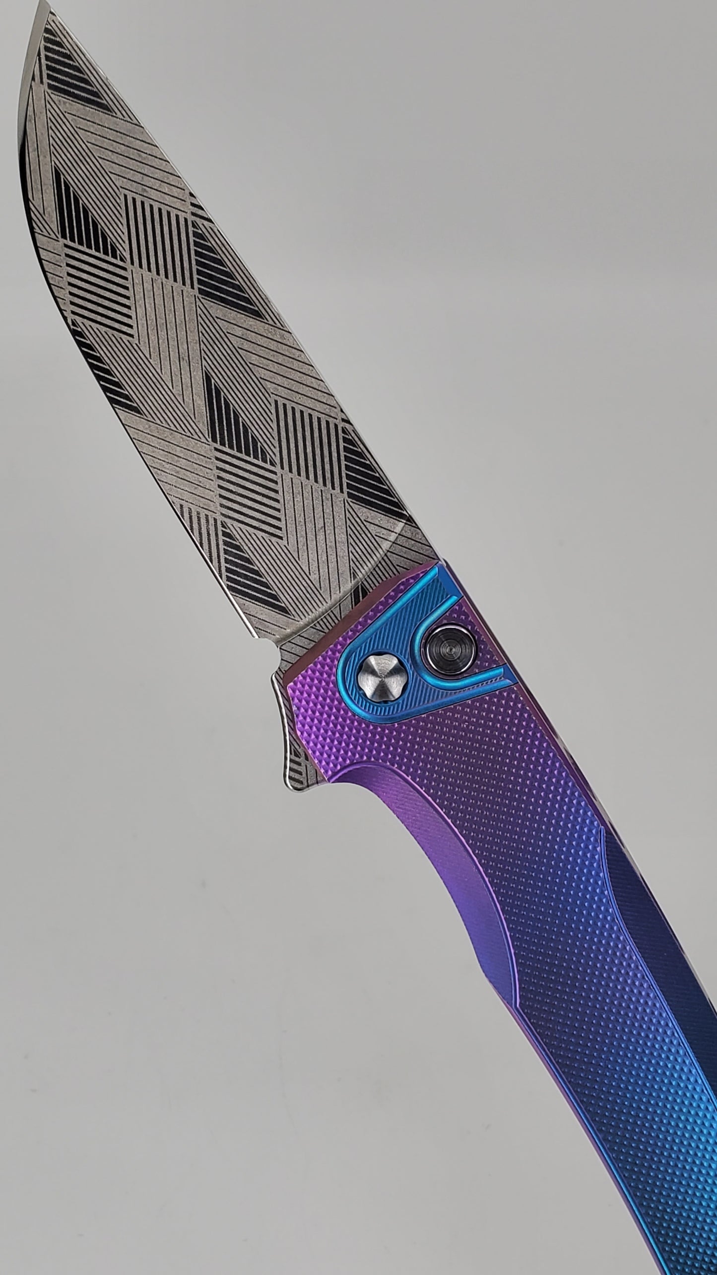 MachineWise Sonora Blurple (CPM 20CV | Teal Ti Bolster | Diamond Pattern) Buttonlock Folding Knife #843