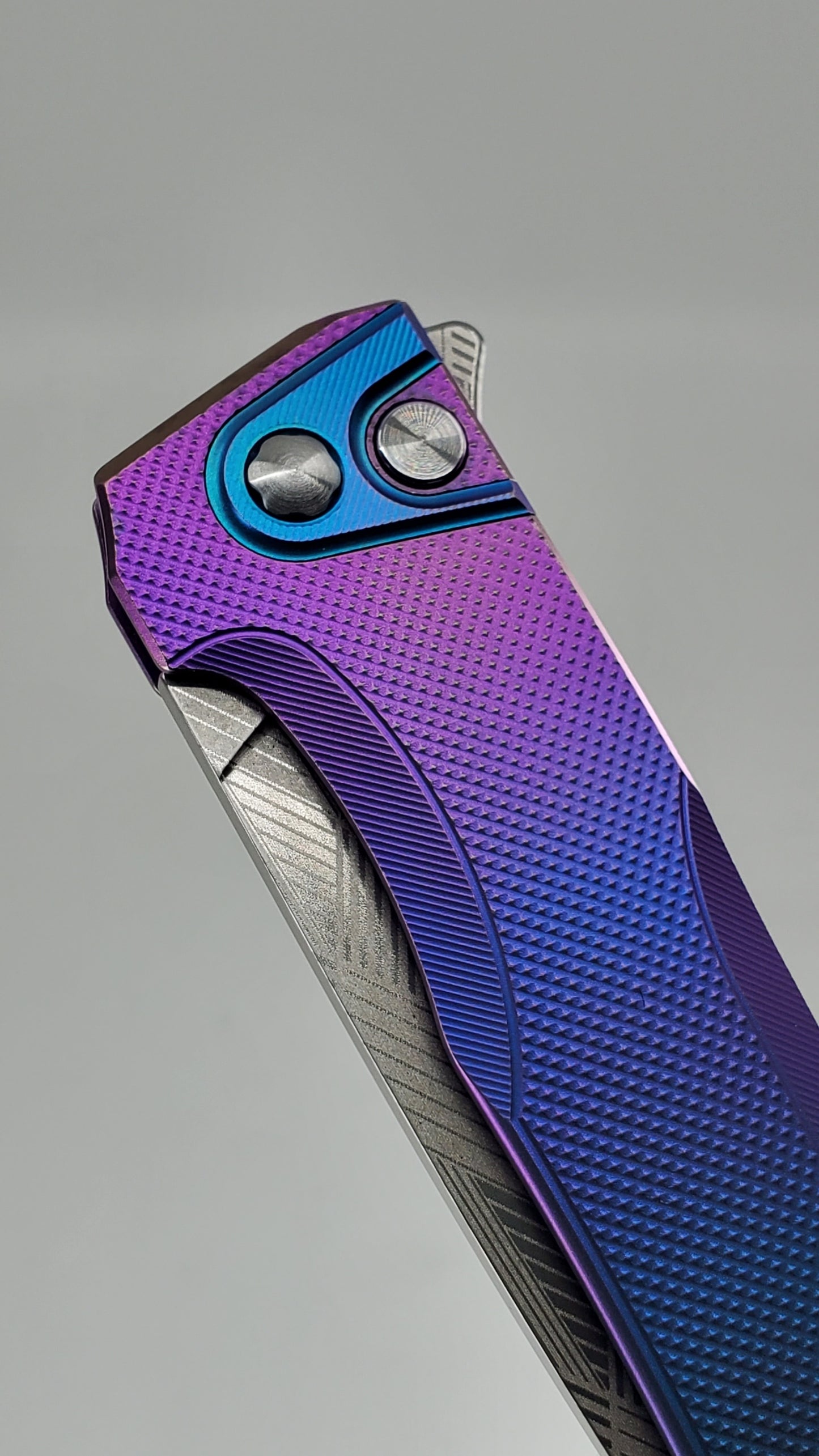 MachineWise Sonora Blurple (CPM 20CV | Teal Ti Bolster | Diamond Pattern) Buttonlock Folding Knife #843