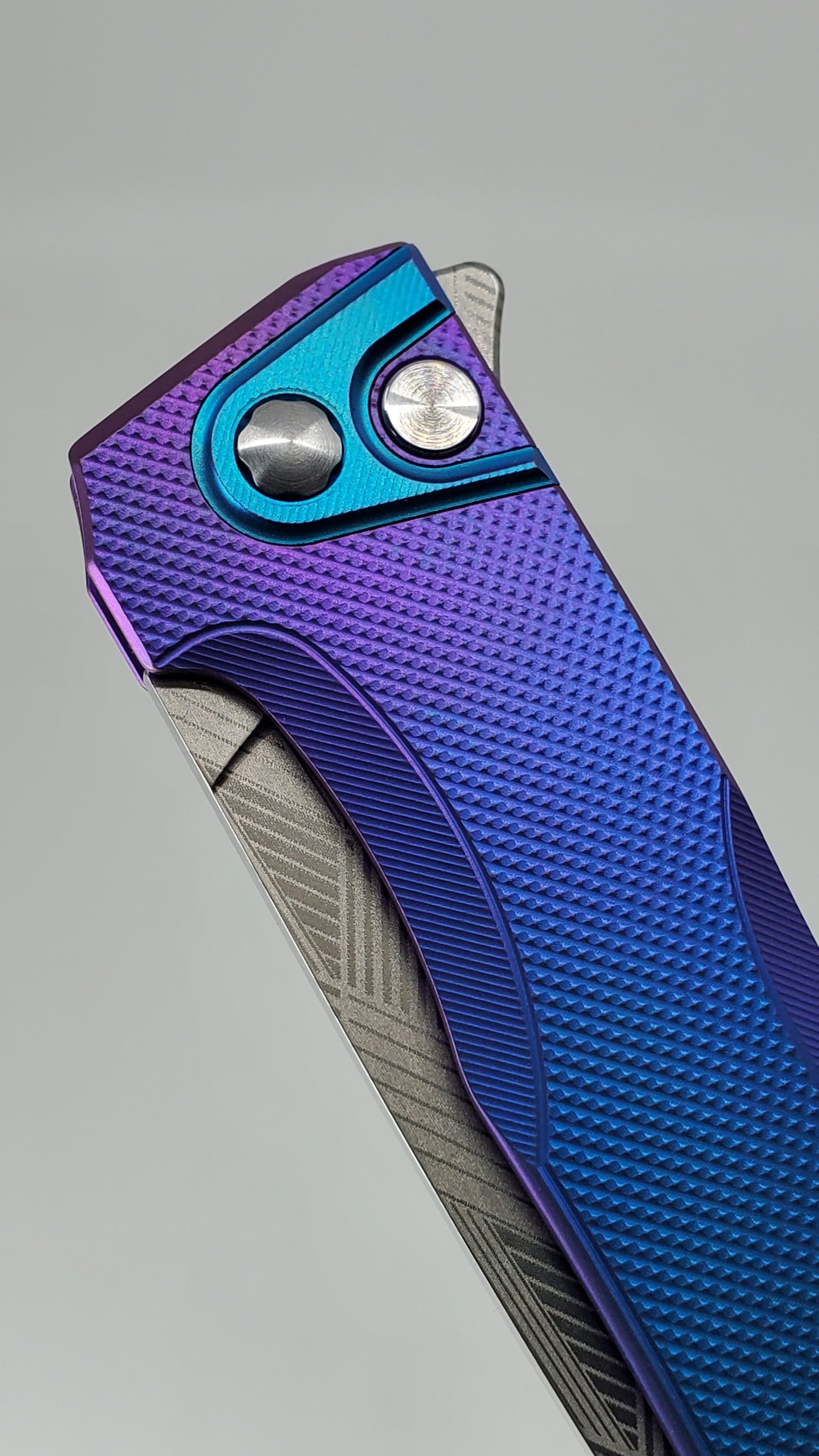 MachineWise Sonora Blurple (CPM 20CCV | Teal Ti Bolster | Diamond Pattern) Buttonlock Folding Knife #855