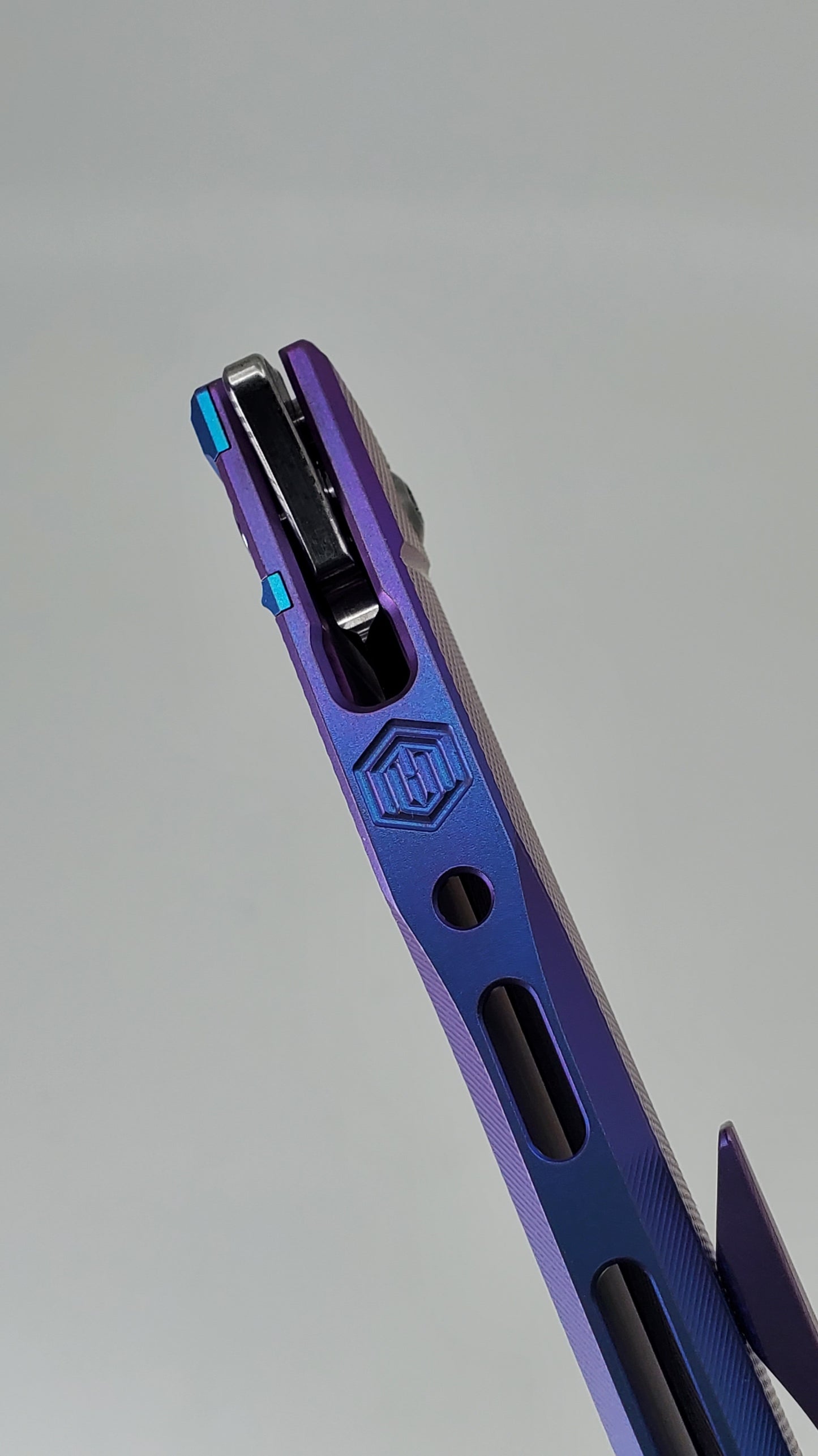 MachineWise Sonora Blurple (CPM 20CCV | Teal Ti Bolster | Diamond Pattern) Buttonlock Folding Knife #855