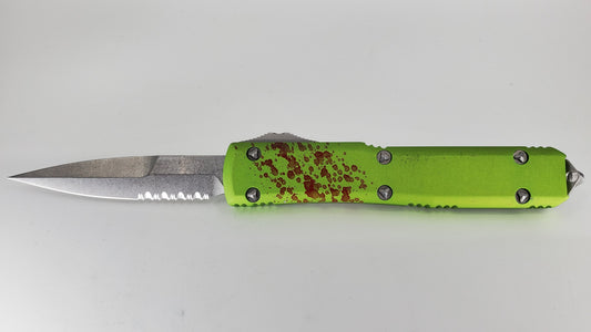 *Consignment* Microtech Ultratech Zombie Tech Bowie Partial Serrated Out the Front Knife