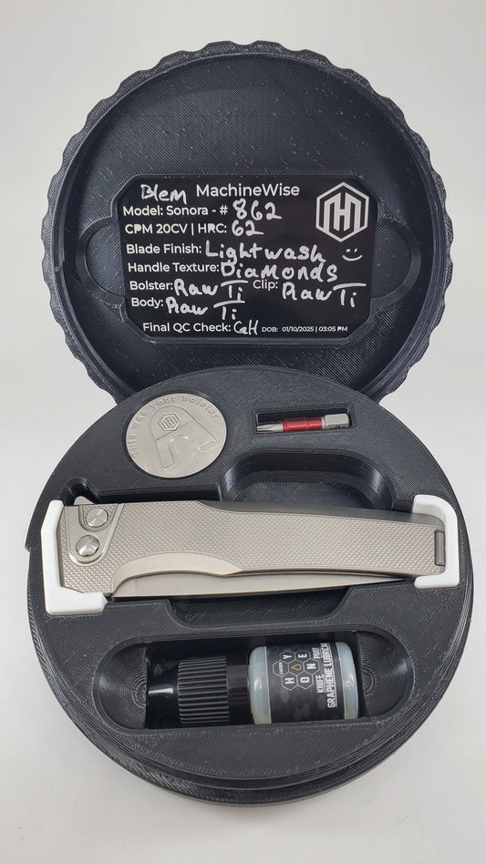 MachineWise Sonora Raw (CPM 20CV | Ti Bolster | Diamond Handle) Buttonlock Folding Knife #862