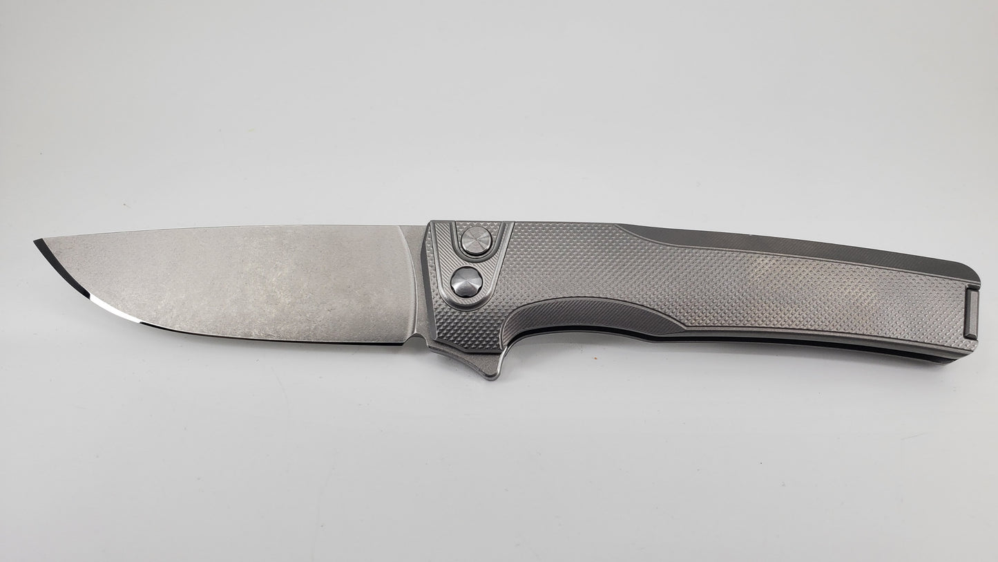 MachineWise Sonora Raw (CPM 20CV | Raw Ti Bolster | Diamonds Handle) Buttonlock Folding Knife *BLEM*