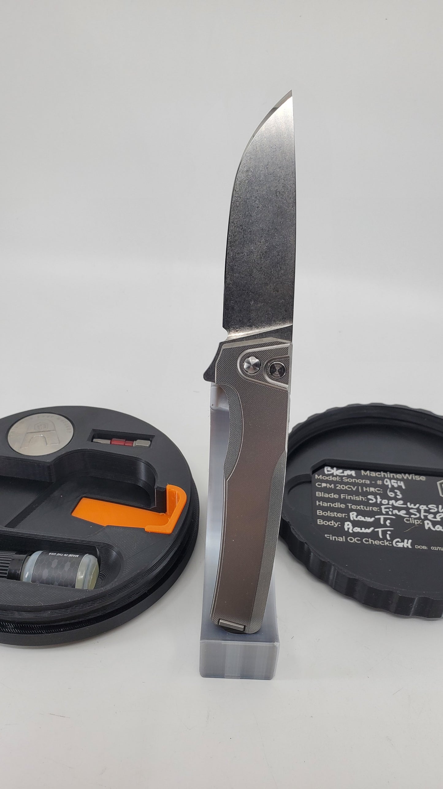 MachineWise Sonora Raw #954 (CPM 20CV | Ti Bolster | Finestep Handle) Buttonlock Folding Knife *BLEM*