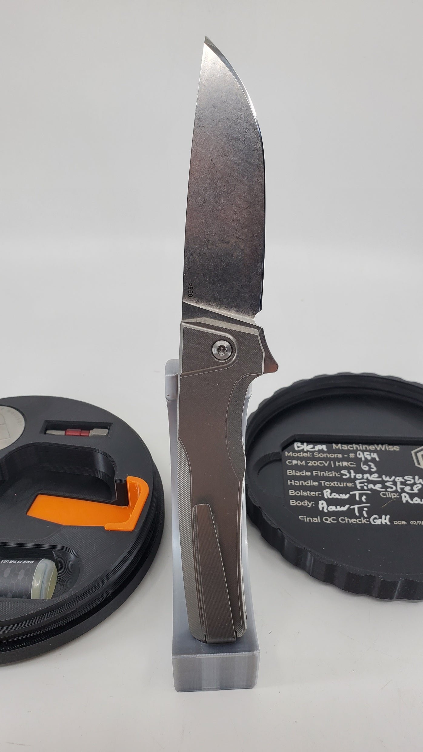 MachineWise Sonora Raw #954 (CPM 20CV | Ti Bolster | Finestep Handle) Buttonlock Folding Knife *BLEM*
