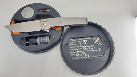 MachineWise Sonora Raw #960 (CPM 20CV | Ti Bolster | Finestep Handle) Buttonlock Folding Knife *BLEM* (Copy)