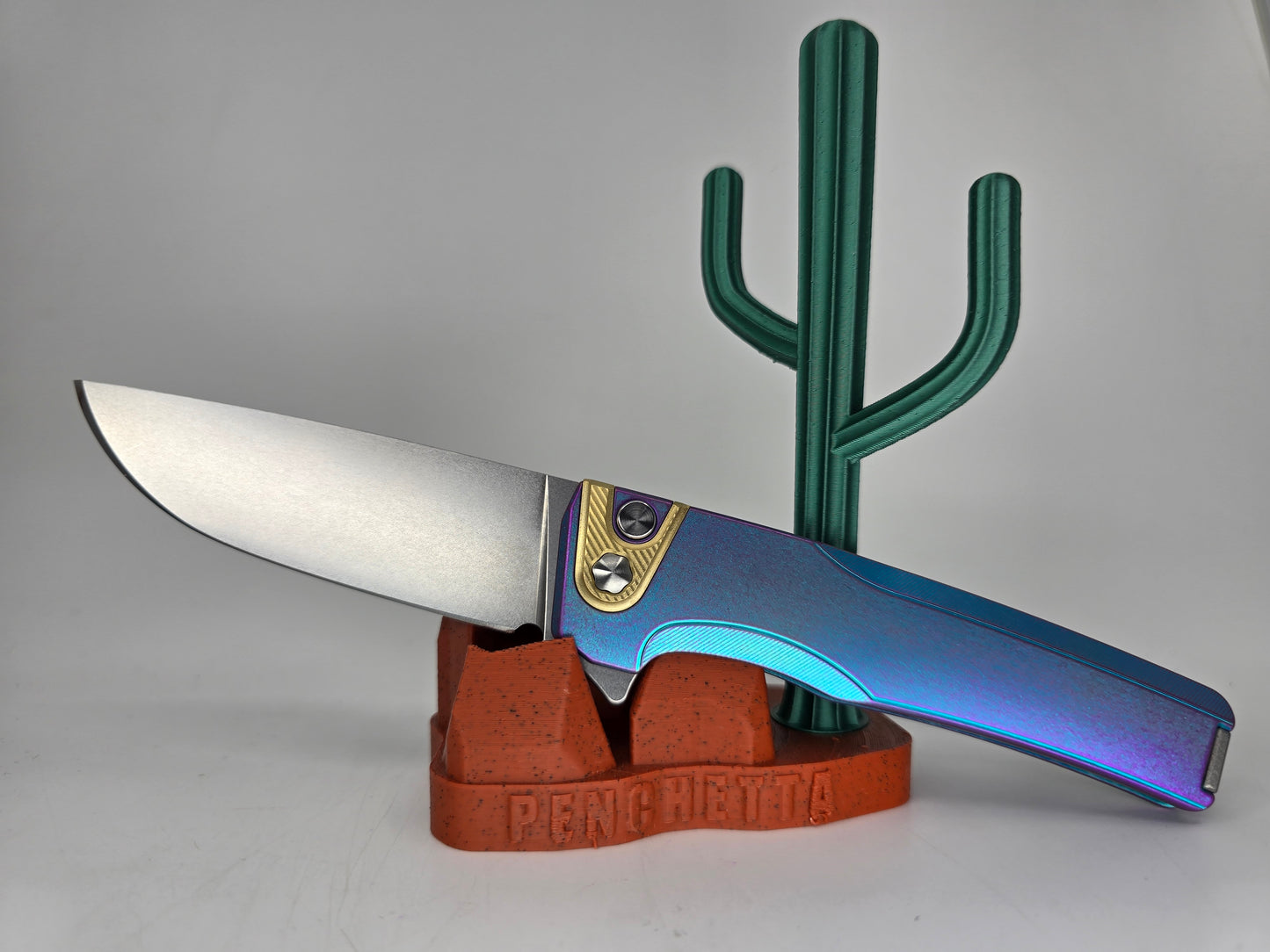 MachineWise Sonora Cotton Candy Ti ( S90V | Brass Bolster | (Smooth) Integral Buttonlock Folding Knife #1905
