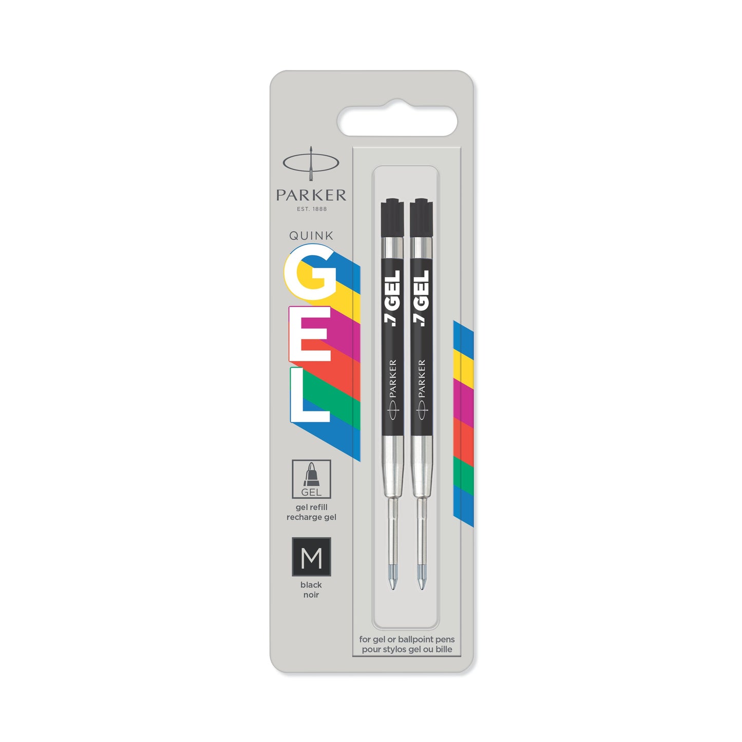 Parker Quink Gel or Ballpoint Refill Black 2 Pack