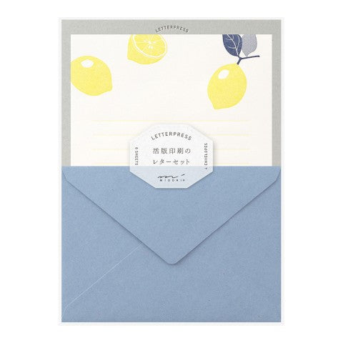 Midori Letter Set 476 Letterpress Lemon