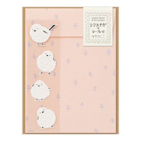 Midori Mini Letter Paper & Envelopes Long-Tailed Tit (Europe's smallest and cutest bird)
