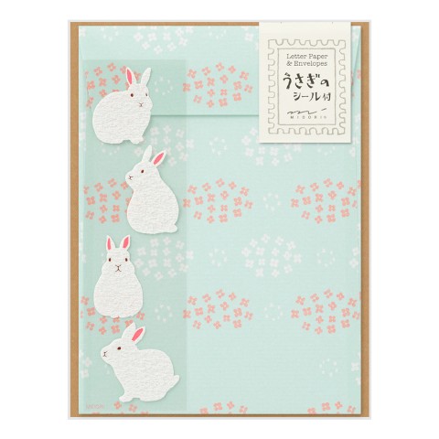 Midori Mini Letter Paper & Envelopes with Rabbit Stickers