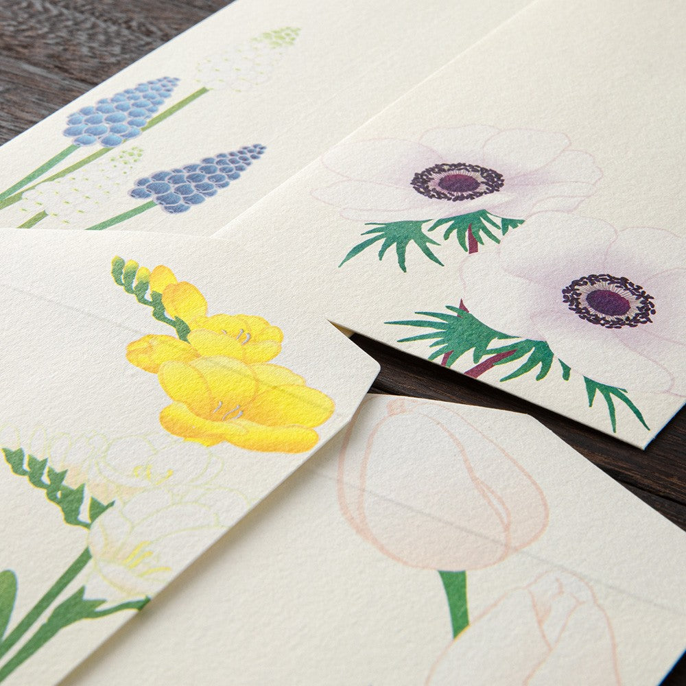 Midori Envelope Spring Flower White Four Designs