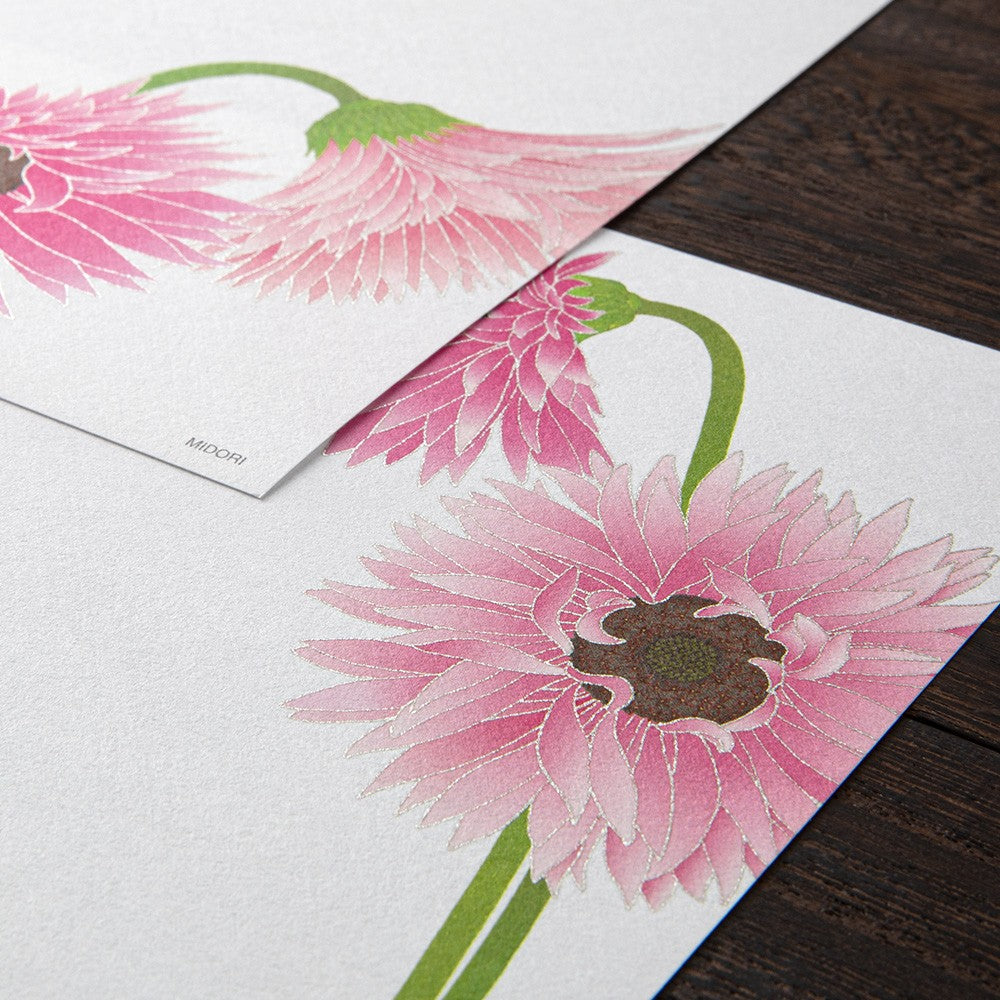 Midori Letter Pad Silk-Printing Gerbera